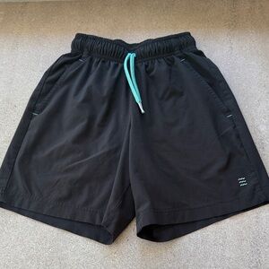 Free fly boys Black Athletic Shorts with Teal Drawstring